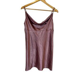 Victoria Secret Mauve Satin Slip Cowl Neck Spaghetti Straps Women's Dress Size L